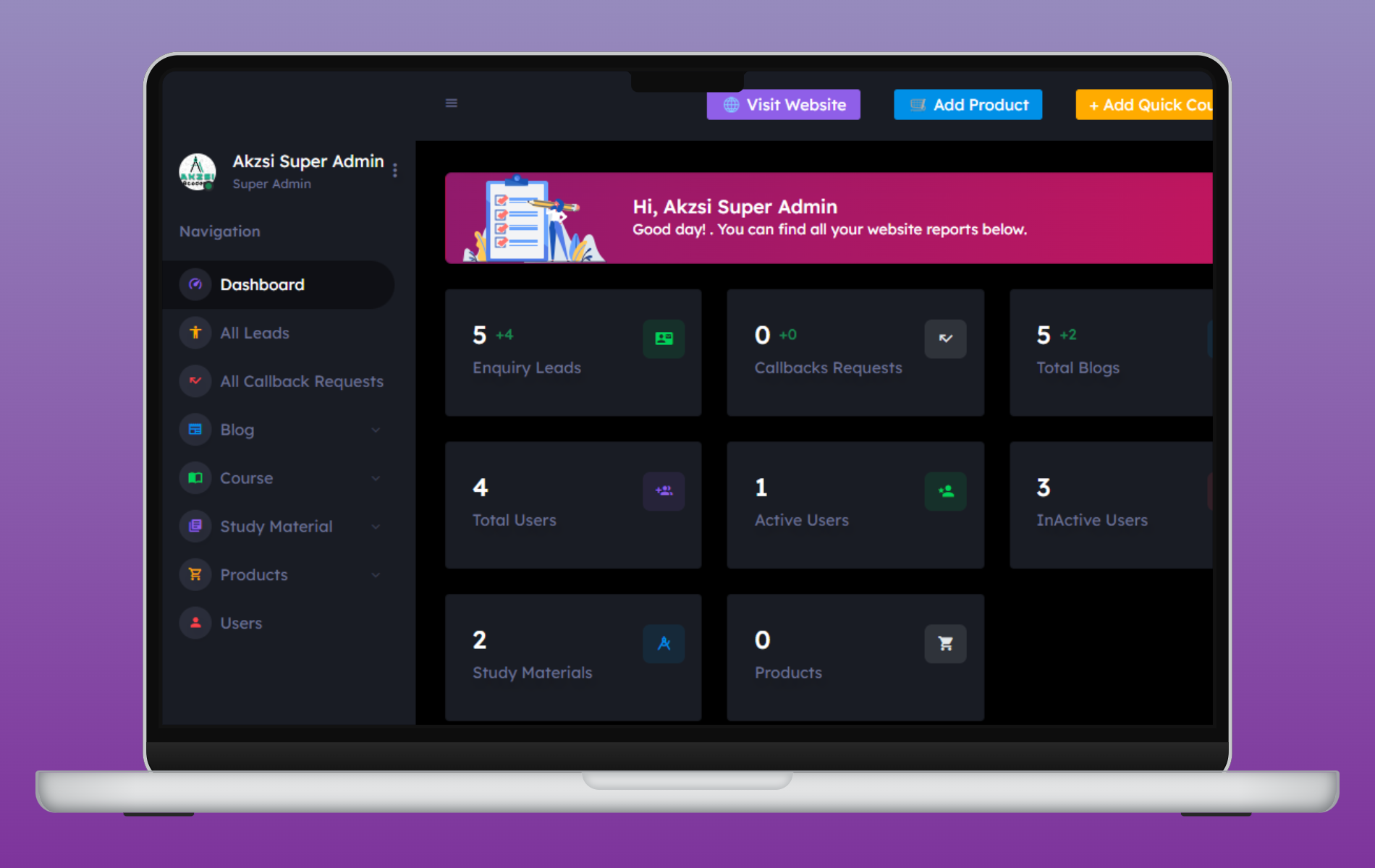Powerfull Admin Panel For Online Coaching Classes and Demo Classes
